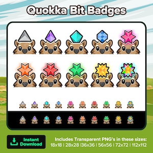 Quokka-bitbadges | Twitch Bits-badges | Bitten | Schattige Quokka | Quokka-emoties | Quokka-badges