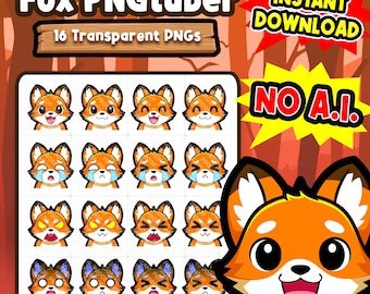 Fox PNGtuber Model | Reactive Fox PNGTuber | Fox Avatar | PNG Vtuber for Twitch, YouTube, Kick, Tiktok