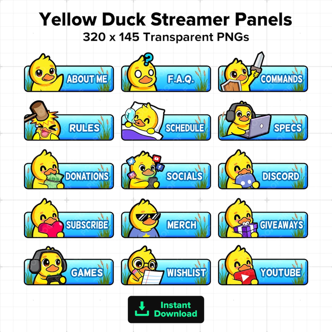 Yellow Duck Twitch Panels for Streaming, Youtube Panels, Kick Panels ...