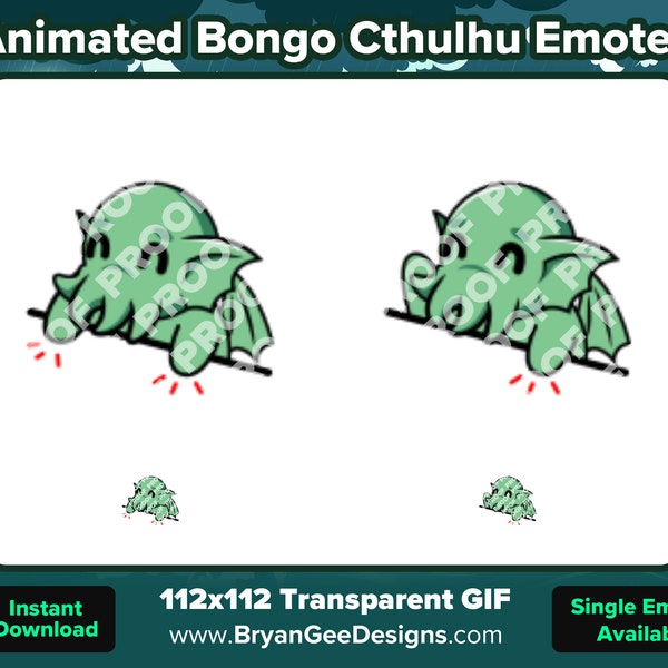 Animated Bongo Cthulhu Emotes for Twitch or Discord