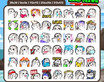 Seal Emotes 48 Pack for Twitch, Discord & YouTube | Cute Seal Streamer Emotes | Digital Download | Sea Lion Emotes