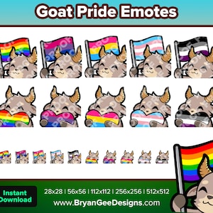 Goat Pride Twitch Emotes, Youtube Emotes, Discord Emotes, Kick Emotes, TikTok Emotes, Rumble Emotes for Streaming | Emojis | Trash Panda