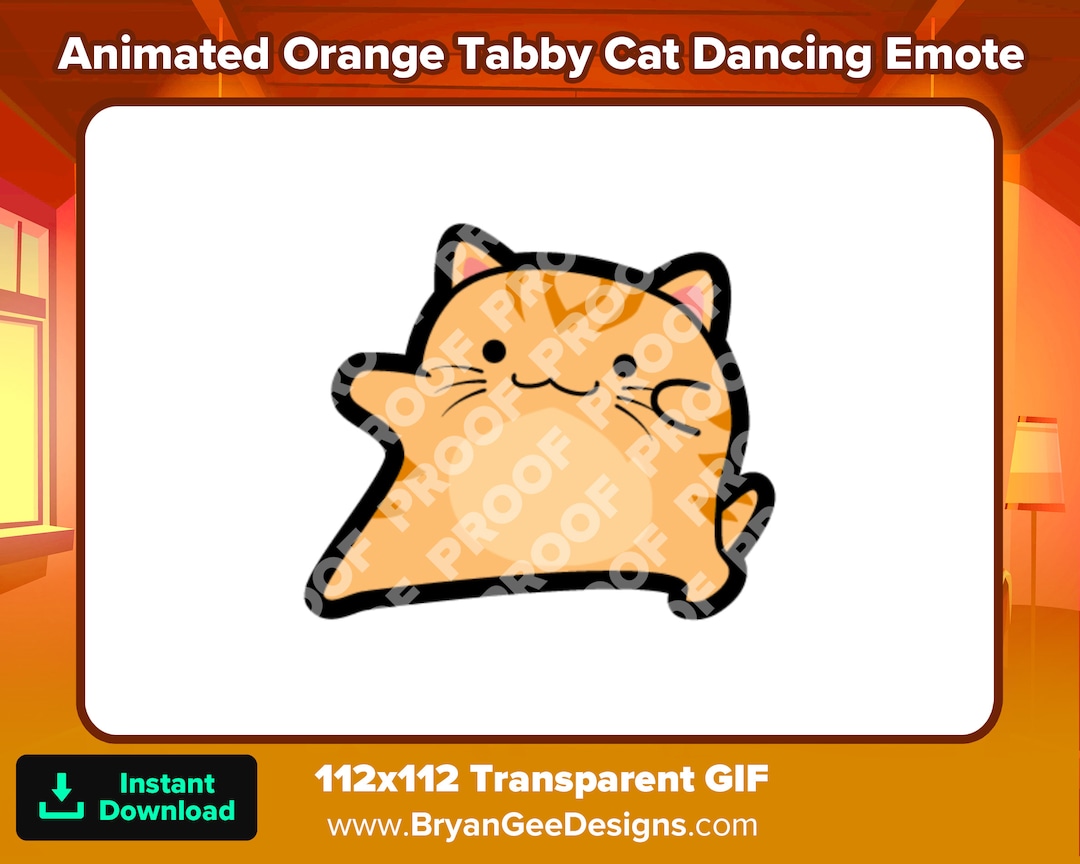Animated Orange Tabby Cat Dancing Emote for Twitch or Discord, Cat Dance Emote, Dancing Cat
