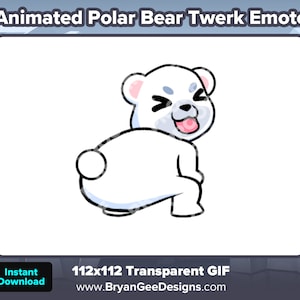 Geanimeerde ijsbeer Twerk-emote voor Twitch, Discord, Kick, Rumble voor streaming, witte beer
