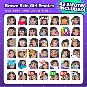 Dark Skin Girl Twitch Emotes MEGA Bundle for Streaming, Youtube, Discord, Kick, TikTok, Rumble, Emojis, P2U Premade Emotes