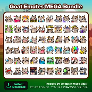 Paquete MEGA de emoticonos de Goat para Twitch: emoticonos para streaming, emoticonos de YouTube, emoticonos de Discord, emoticonos de patadas, emoticonos de TikTok y emoticonos de Rumble.