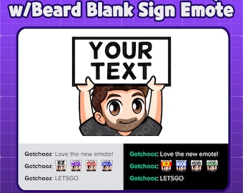 Emote personalizzata animata di un ragazzo con i capelli castani e la barba per Twitch, Discord, Kick e Rumble per lo streaming / Emote personalizzata