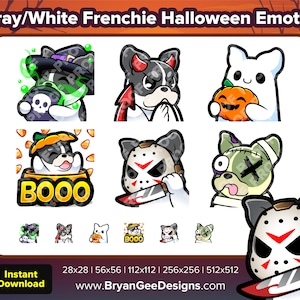 Szary Buldog Francuski Halloween Twitch Emotki Straszny Sip Diabeł Duch Dynia Boo Jason Nóż Zombie Derp Youtube Emotes TikTok Emotes Discord