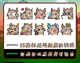 Goat Twitch Emotes Derp Hug Gasm Sleep Notes Study Wow Popcorn Wink Nervous Confused for Streaming Youtube Discord TikTok Kick P2U