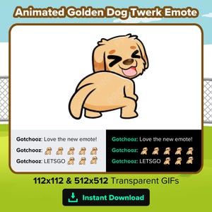 Animated Golden Dog Twerk Emote for Twitch, Discord, Kick, Rumble for Streaming