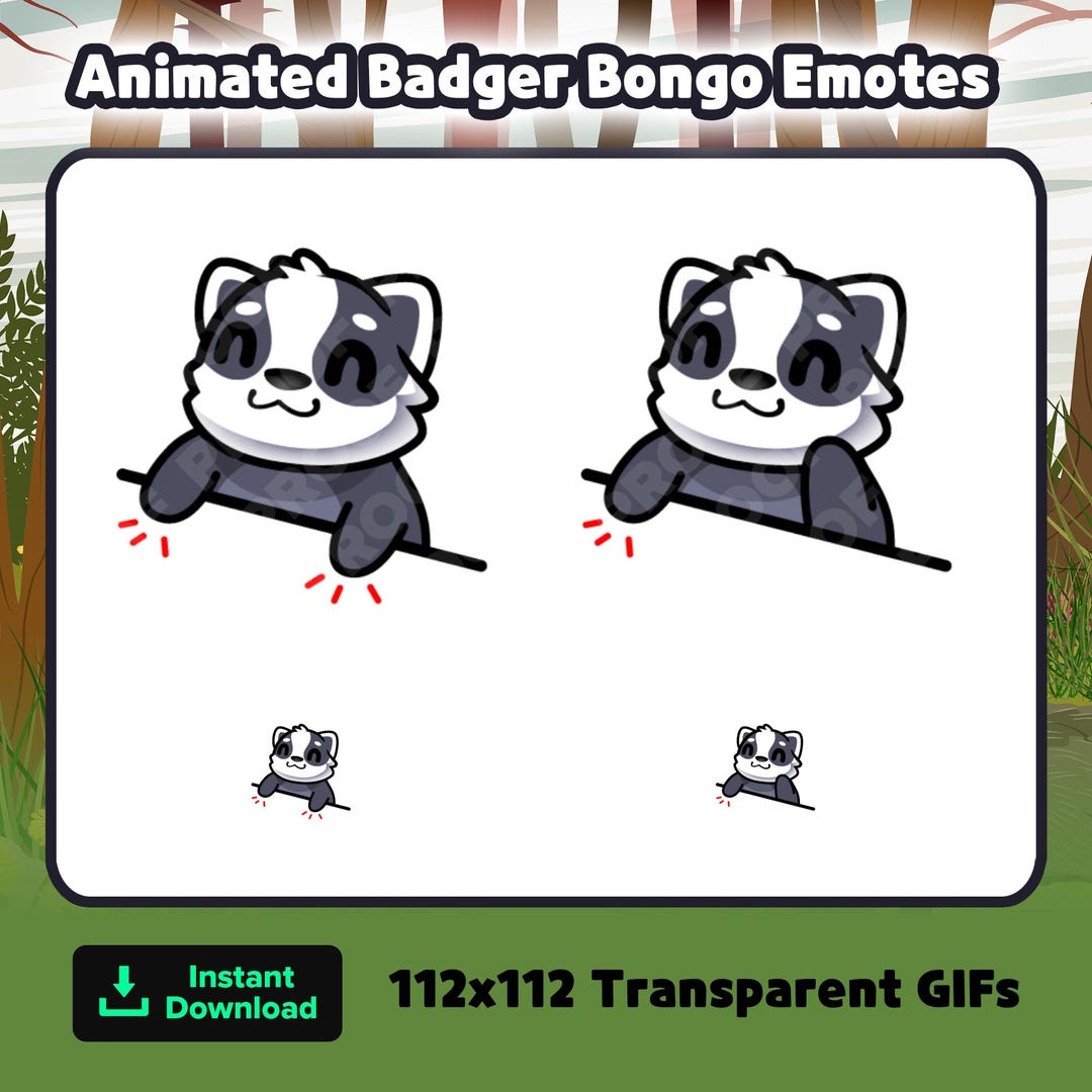 Animated Badger Bongo Emotes for Twitch or Discord, Cute Badger Emote ...
