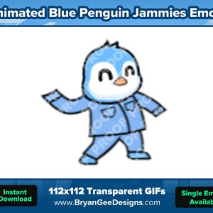 Animated Blue Penguin Jammies Dancing Emote for Twitch, Animated Emote, Penguin Emote, Cute Emote, Dancing Emote, Fun Emote