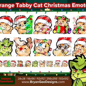 Orange Tabby Cat Christmas Twitch Emotes for Streaming Youtube Emotes Discord Emotes Tiktok Emotes Premade Emotes P2U Pay to Use