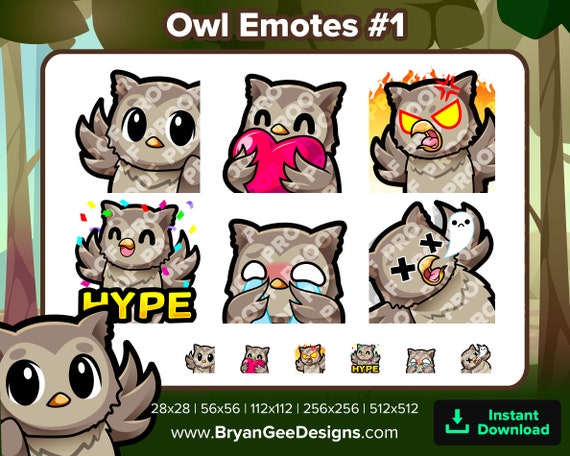 Cute Owlet Twitch/Discord Emotes