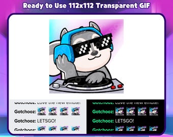 Animated Gray Squirrel DJ Emote for Twitch, Discord, Kick, Rumble for Streaming