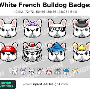 Biały Buldog Francuski Odznaki Twitch Odznaki Bit Punkty Kanału Odznaki Discord Odznaki Youtube Odznaki Subskrybentów Odznaki Facebook Odznaki TikTok