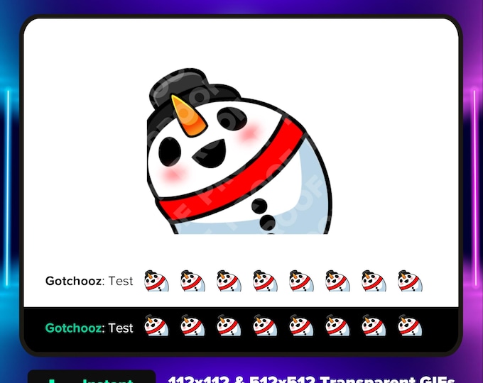 Animated Snowman Bobble Emote for Twitch, Discord, Kick, Rumble, Tiktok ...