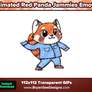 Animated Red Panda Jammies Dancing Emote for Twitch, Animated Emote, Red Panda Emote, Cute Emote, Dancing Emote, Fun Emote