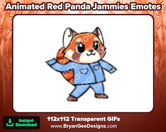 Animated Red Panda Jammies Dancing Emote for Twitch, Animated Emote, Sloth Emote, Cute Emote, Dancing Emote, Fun Emote