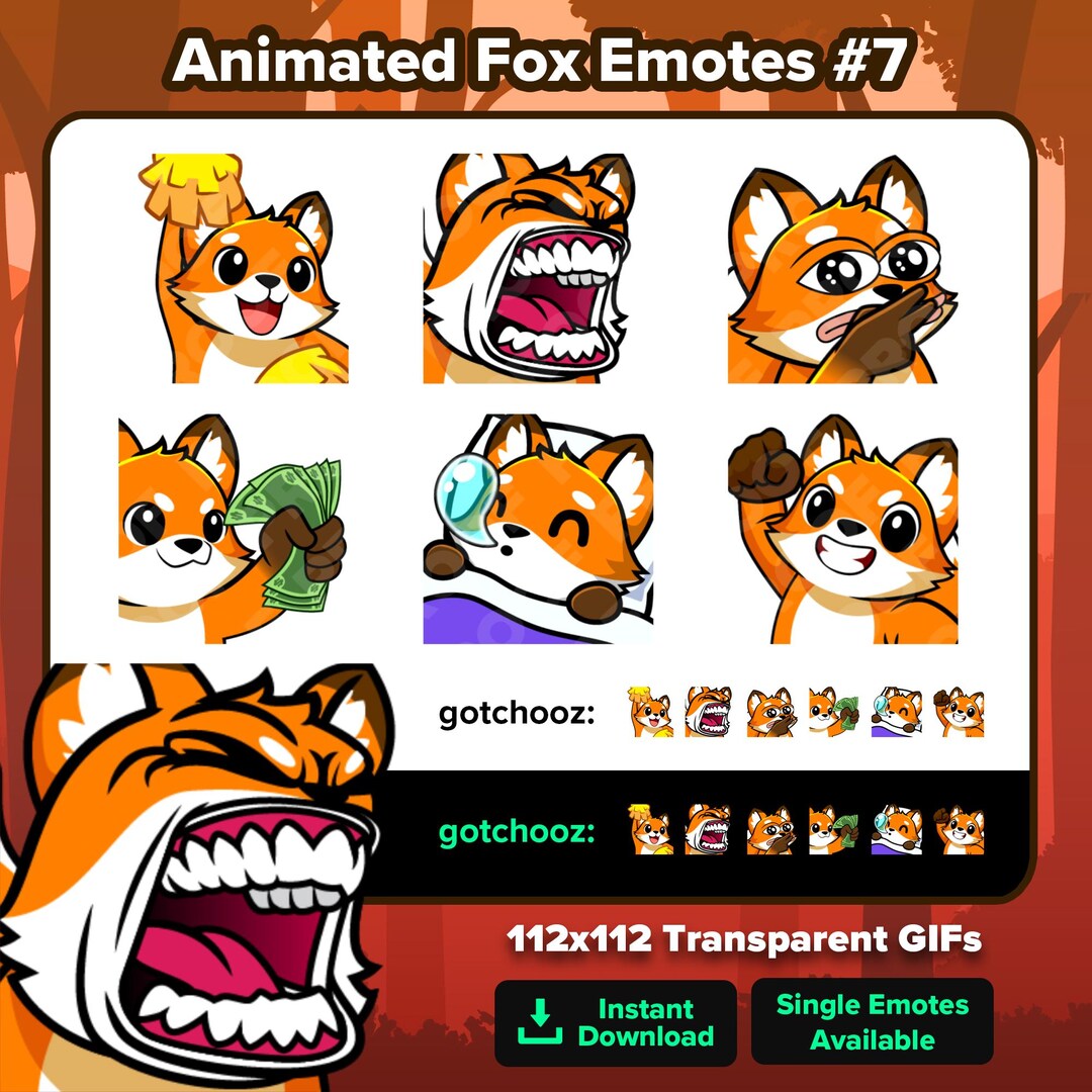 Animated Fox Emotes Pack #7 | Cheer, LETSGO, Peace Out, Take My Money ...