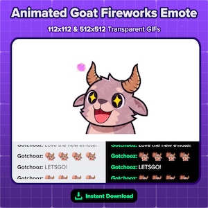 Animated Goat Fireworks Emote for Twitch Discord Kick for Streaming | Holiday | 4th of July | New Years | Cute Stream GIF