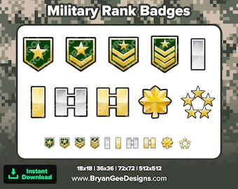 Army Rank Twitch Badges Bit Badges Channel Points Discord Badges Youtube Badges Subscriber Badges Facebook Badges Tiktok Badges