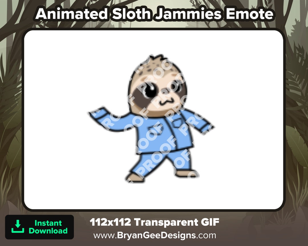 Animated Sloth Jammies Dancing Emote for Twitch, Animated Emote, Sloth ...