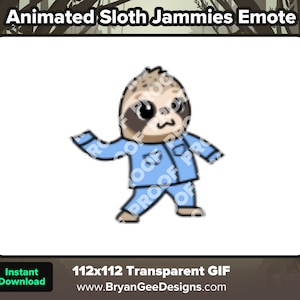 Animated Sloth Jammies Dancing Emote for Twitch, Animated Emote, Sloth Emote, Cute Emote, Dancing Emote, Fun Emote