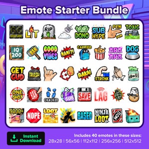 Emote Starter Pack for Streaming on Twitch, Youtube Emotes, Discord Emotes, Kick Emotes, TikTok Emotes, Rumble Emotes, Emojis, MEGA Bundle