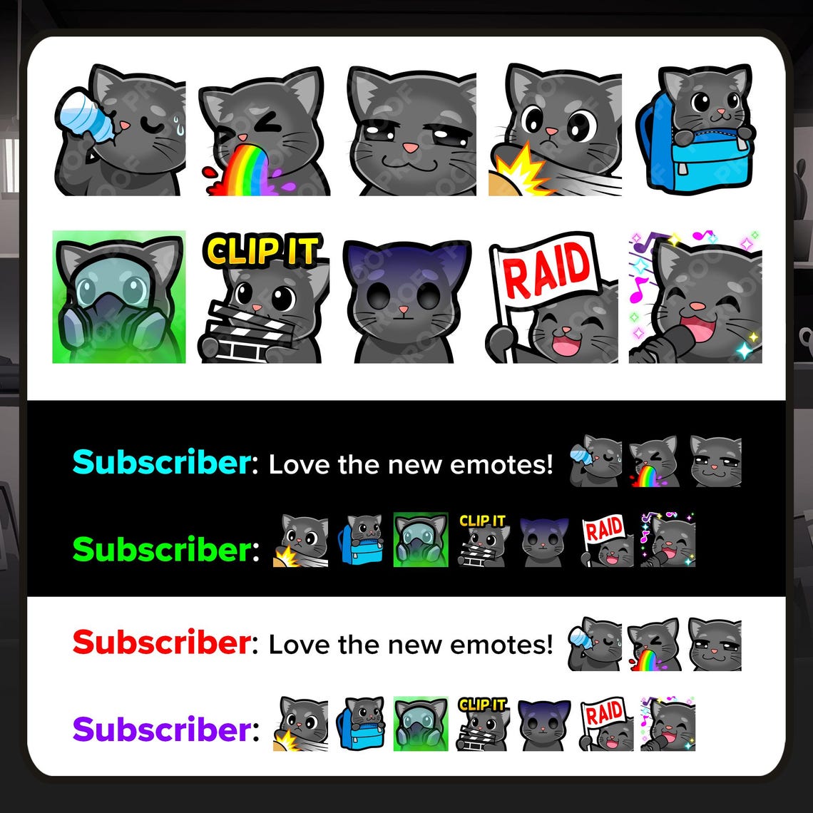 Black Cat Twitch Emotes MEGA Bundle for Streaming, Youtube Emotes ...