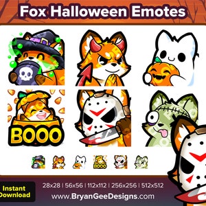 Emote di Halloween di Fox Twitch per lo streaming / Emote Youtube / Emote Discord / Emote Tiktok / Emote premade / P2U Pay to Use