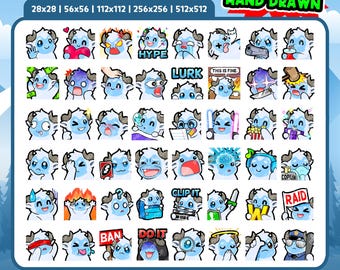 Yeti Emotes 48 Pack for Twitch, Discord & YouTube | Cute Yeti Streamer Emotes | Digital Download | Kawaii Abominable Snowman
