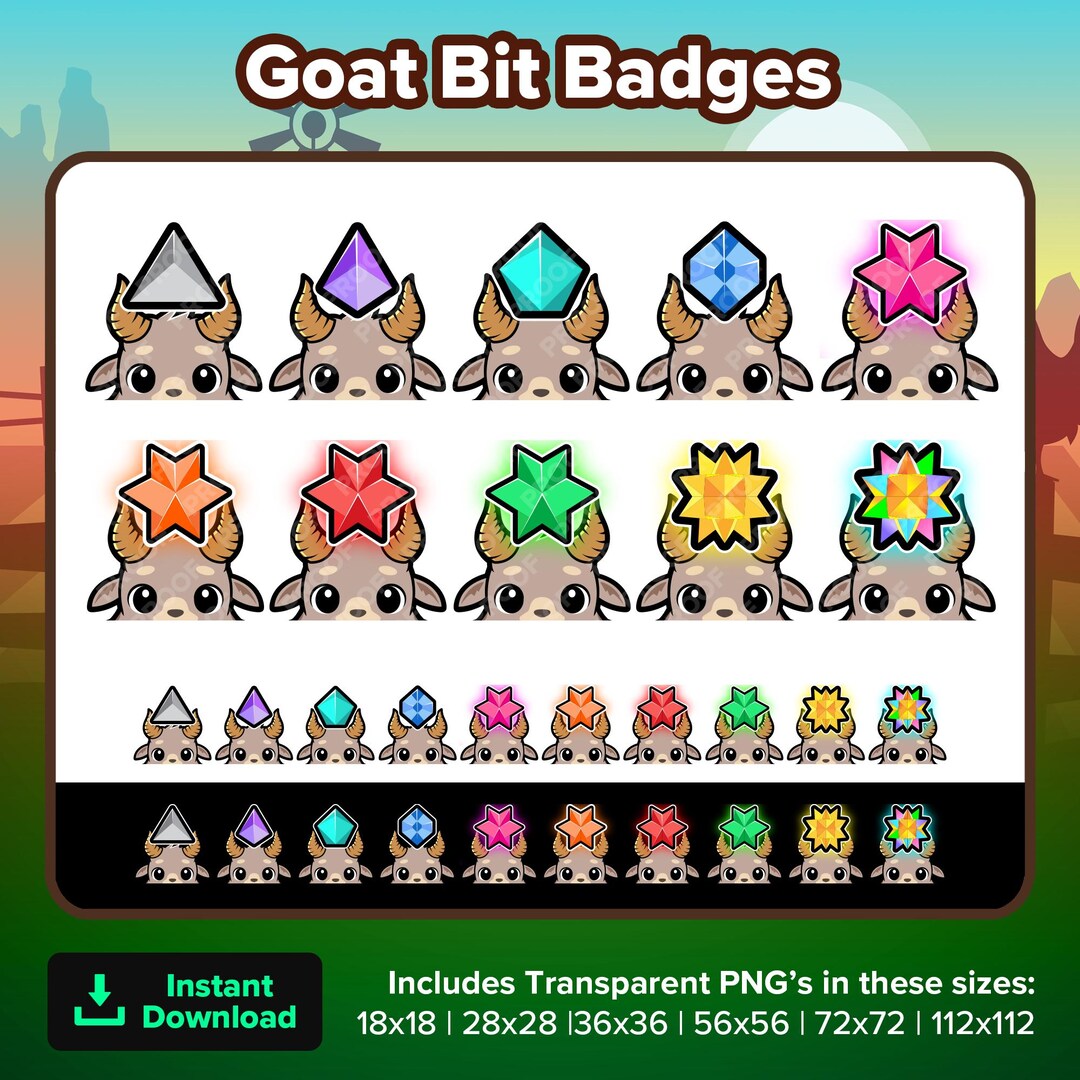 Goat Bit Badges | Twitch Bits Badges | Bits | Cute Goats | Goat Badges ...