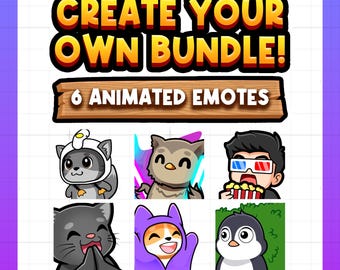 Create Your Own Animated Bundle (6 Emotes) for Twitch, Kick, Tiktok, Discord, Rumble, Youtube, Facebook | Sub Emote, Emote For Your Stream