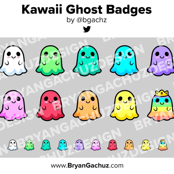 Kawaii Ghost Twitch Badges Bit Badges Channel Points Discord Badges Youtube Badges Subscriber Badges Facebook Badges Tiktok Badges
