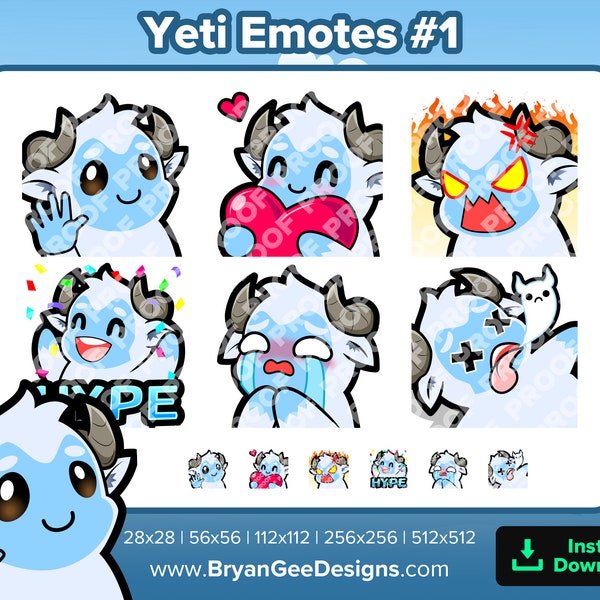 Yeti Twitch Emotes, Youtube Emotes, Discord Emotes, Kick Emotes, TikTok Emotes, Rumble Emotes for Streaming Abominable Snowman Emotes