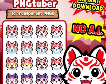 Modello PNG di volpe Kitsune per Twitch, YouTube, Kick, TikTok / Volpe Kitsune reattiva per Twitch, YouTube, Kick, TikTok