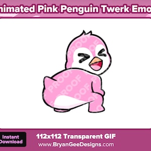 Animated Pink Penguin Twerk Emote for Twitch, Discord, Kick, Rumble for Streaming