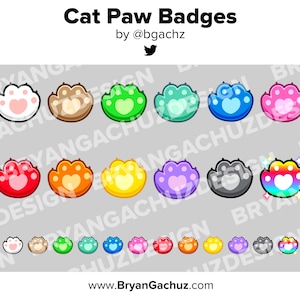 Cat Paw Twitch Badges Bit Badges Channel Points Discord Badges Youtube Badges Subscriber Badges Facebook Badges Tiktok Badges