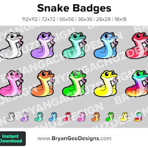 Snake Twitch Badges Bit Badges Channel Points Discord Badges Youtube Badges Subscriber Badges Facebook Badges TikTok Badges