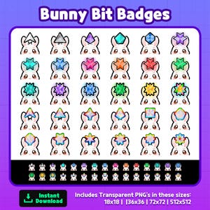 Insignias de Bits de Conejo / Insignias de Bits de Twitch / Bits / Conejito Lindo / Emotes de Conejo / Insignias de Bits de Conejo