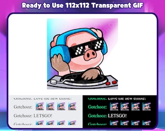 Animated Pig DJ Emote for Twitch, Discord, Kick, Rumble for Streaming