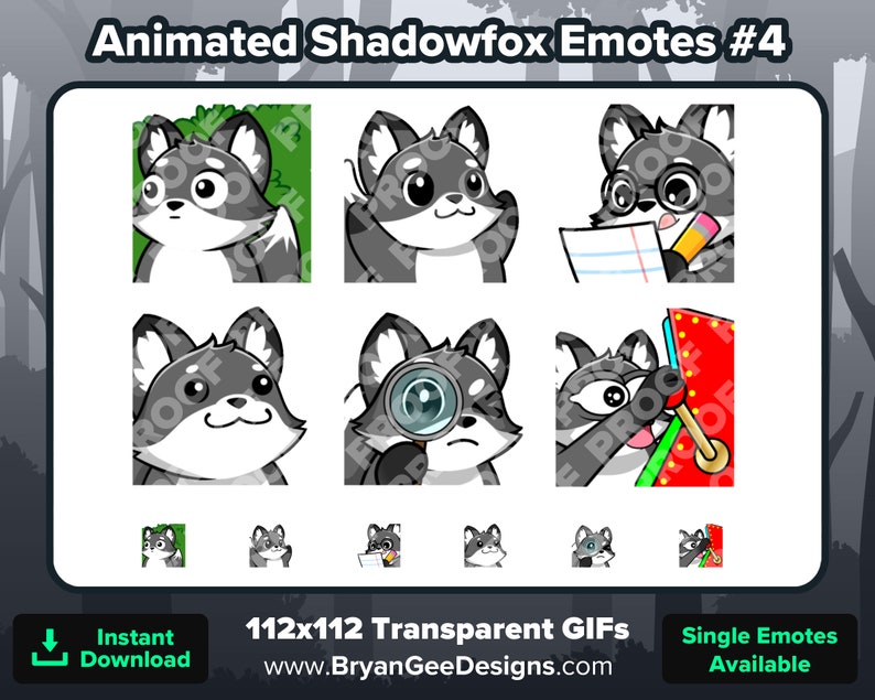 Animated Black Fox Emotes Pack #4 | Hide in Bush, Clap, Notes, Pop ...