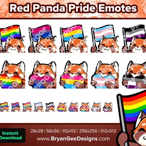 Red Panda Pride Twitch Emotes, Youtube Emotes, Discord Emotes, Kick Emotes, TikTok Emotes, Rumble Emotes para Streaming / Emojis