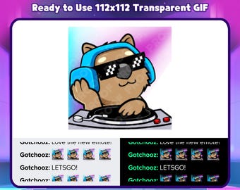 Animated Quokka DJ Emote for Twitch, Discord, Kick, Rumble for Streaming