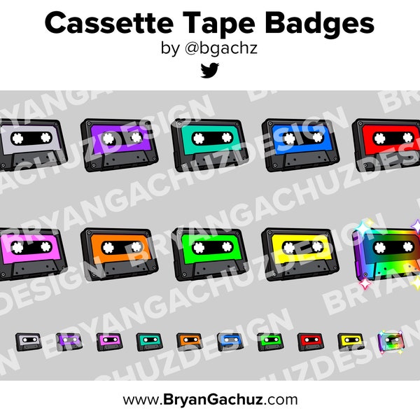 Cassette Tape Twitch Badges Bit Badges Channel Points Discord Badges Youtube Badges Abonnent Badges Facebook Badges Tiktok Badges