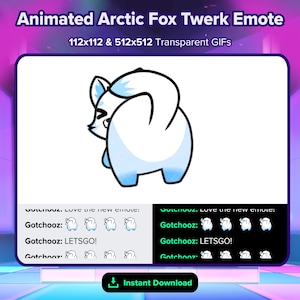 Animated Arctic Fox Twerk Emote for Twitch, Discord, Kick, Rumble for Streaming | Cute Twerking Fox | Dance Emote | White Fox Twerk Emote
