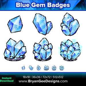 Blue Gem Twitch Badges Bit Badges Channel Points Discord Badges Youtube Badges Subscriber Badges Facebook Badges Tiktok Badges Crystal