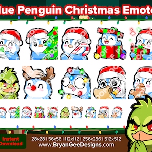 Blue Penguin Christmas Twitch Emotes for Streaming Youtube Emotes Discord Emotes Tiktok Emotes Premade Emotes P2U Pay to Use