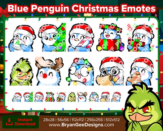 Blue Penguin Giant Emote Pack for Twitch or Discord 